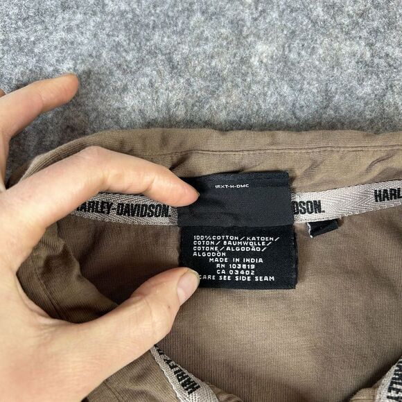 Harley Davidson Polo Shirt Large Ombré Brown Pullover Motorcycle Embroidered - Picture 7 of 12